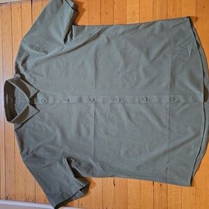 NWOT, Lululemon, Airing Easy Short-Sleeve Button Down Shirt, Green Twill, XXL